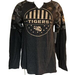 Colosseum OHT LSU Tigers Camo Womens Medium Military Appreciation T-shirt LS New
